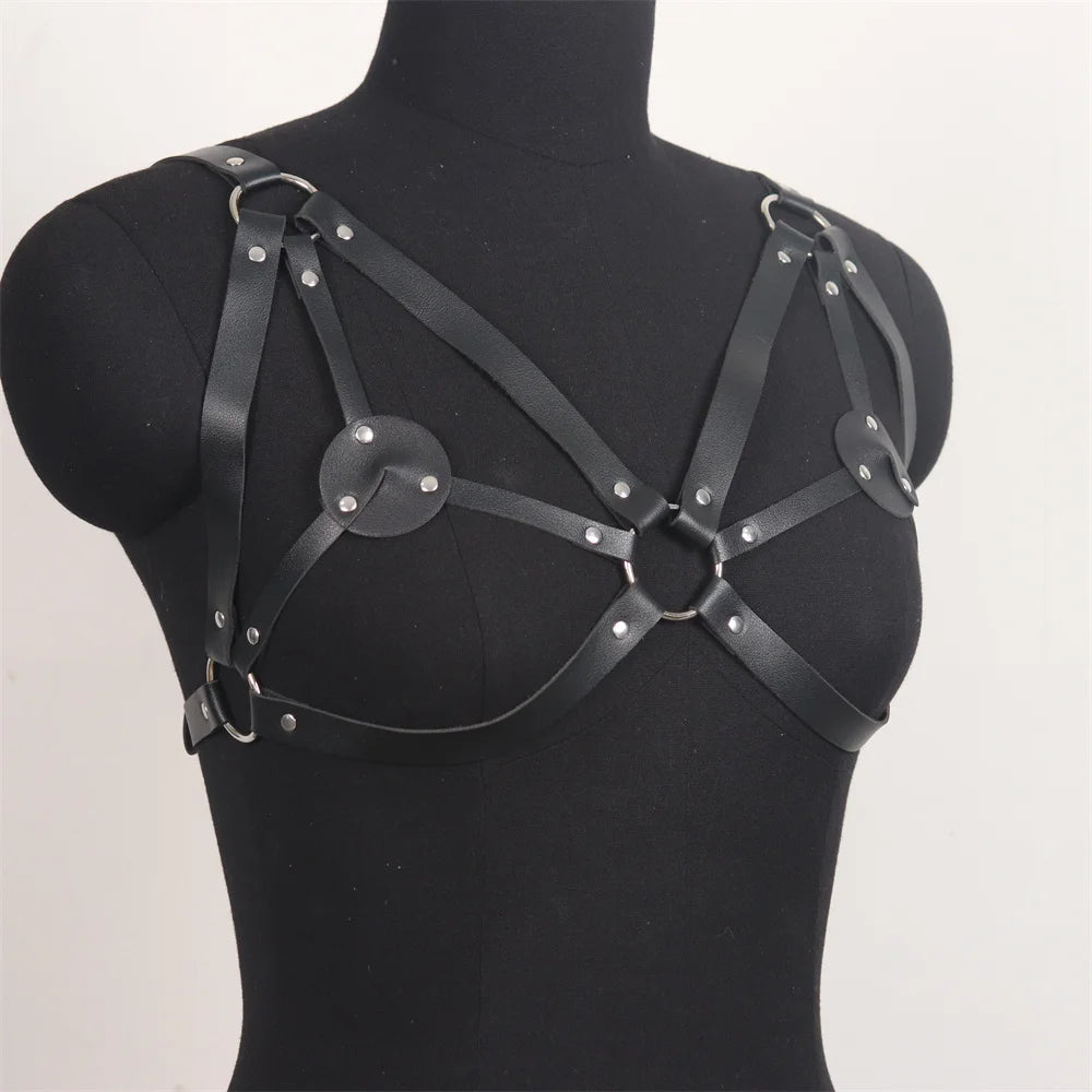 Sexy Lingerie Women Body Bondage Garter Belts Gothic Costumes Bdsm PU Leather Leg Harness Goth Erotic Fetish Rave Sword Garters