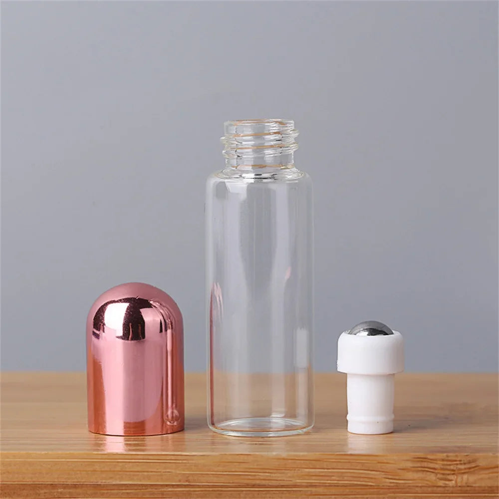 Travel Essentials Glass Roller Bottle Sample Test Perfume Essential Oil Bottle Jars Vials Cosmetic Refillable Bottles For Travel