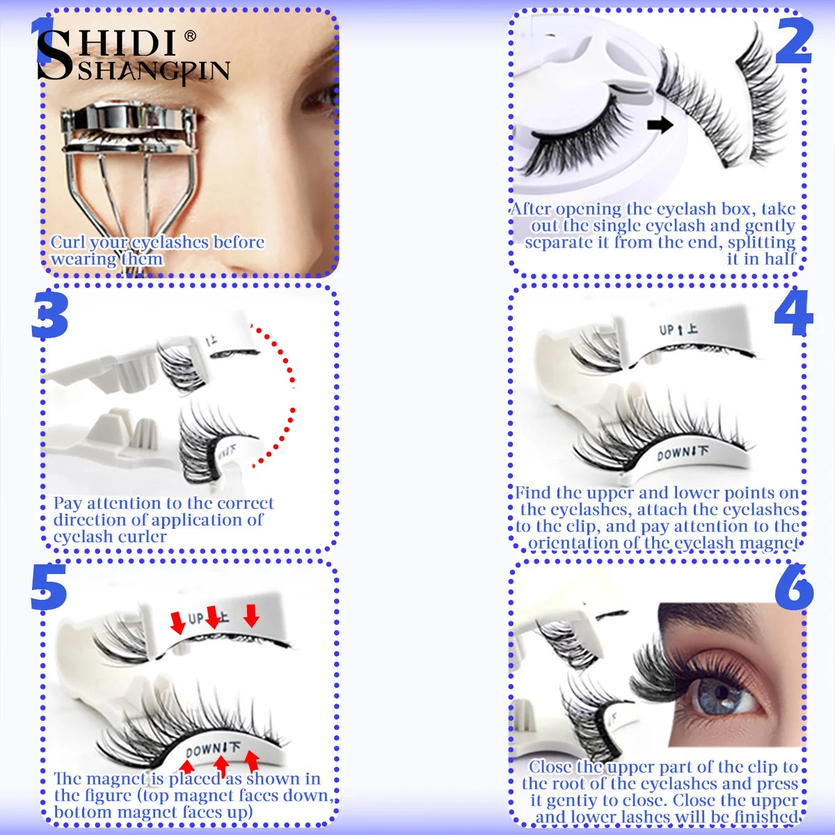 1 Pair Magnetic Lashes For Eye With Winged Ends Soft Reusable Magnetic Eyelashes Natural Look 3D False Lashes Makeup With Tool