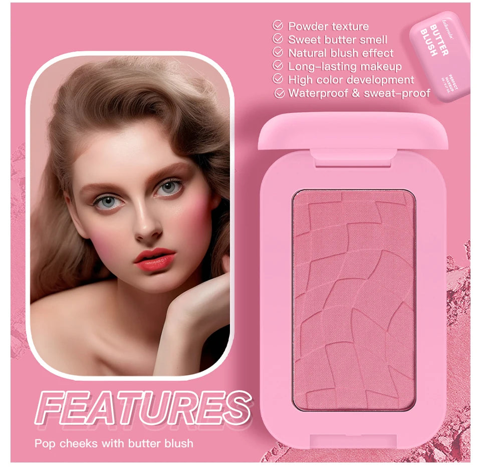 Makeup Powder Blush Waterproof And Sweat-proof High Pigment Long Lasting Pink Cream Blush Cosmetics Palette Powder Korean Makeup
