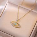 Evil Eye Necklace for Women, Turkish Nazar Pendant with Zircon, Stainless Steel Lucky Protection Necklaces Fashion Jewelry Gift
