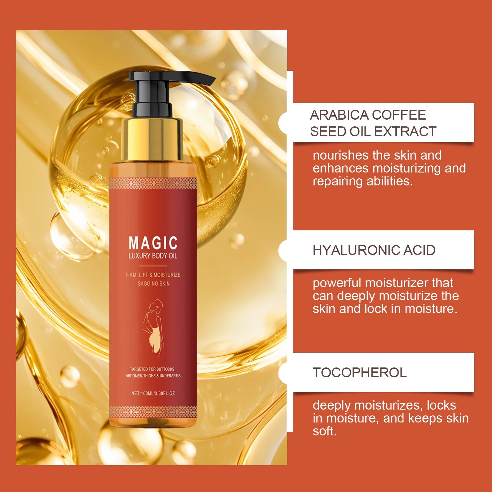 Premium Firming Magic Luxury Body Oil Moisturizing Skin Dry Rough Firming Chest Thighs Anti-Wrinkle Body Massage Care Lotion