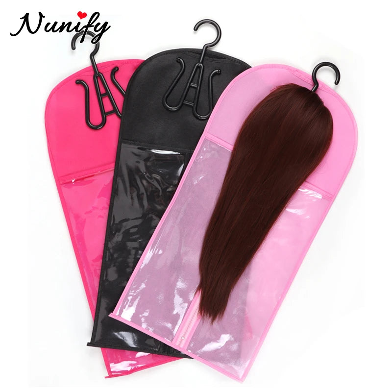 Wig Storage Bag For Long Hair Extension Storage Bag With Hanger For Wigs Hair Extensions Hairpiece Wig Bag With Black Wig Hanger