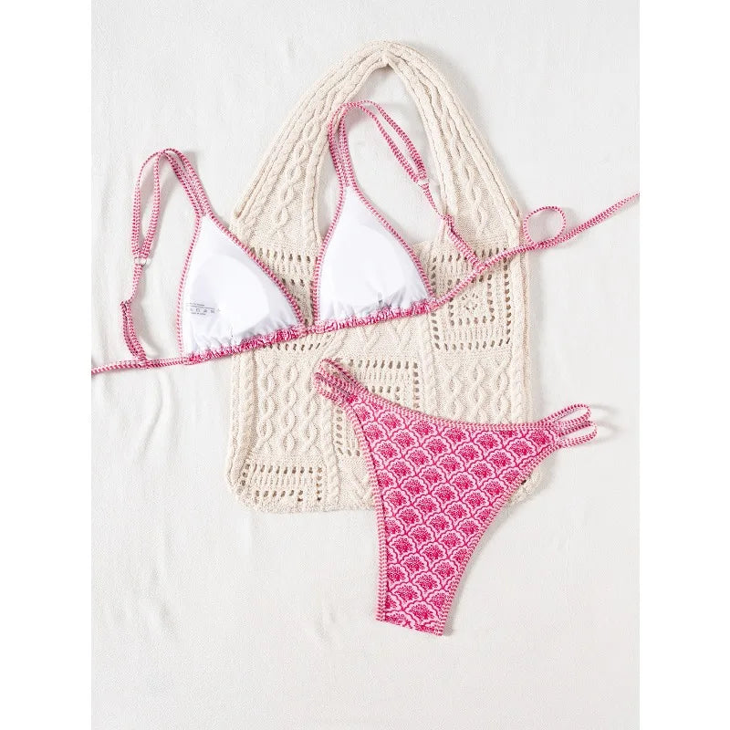 2026 Strappy String Bikinis Sexy Triangle Swimsuit Women Printed Swimwear Female Bathers Bathing Swimming Suit Beachwear Summer