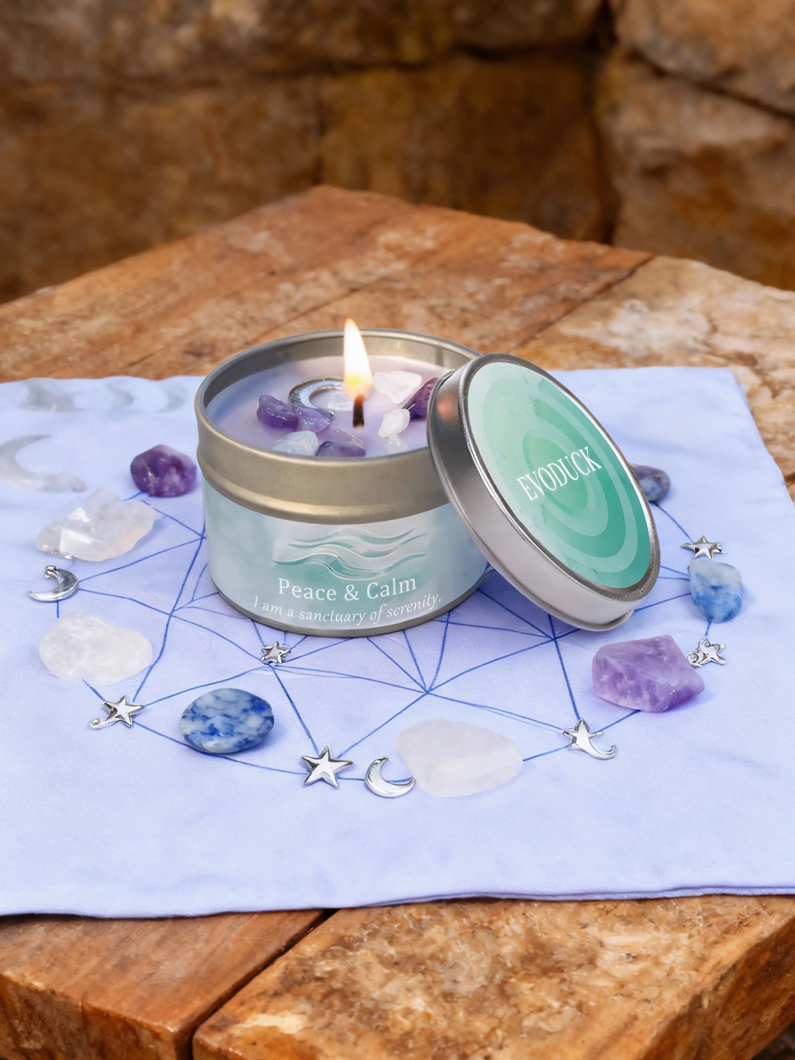 Scented Candles-3oz,Lavender&Chamomile Aroma with Healing Crystals, Great for Holiday Gifting Christmas/Halloween & Home Decor