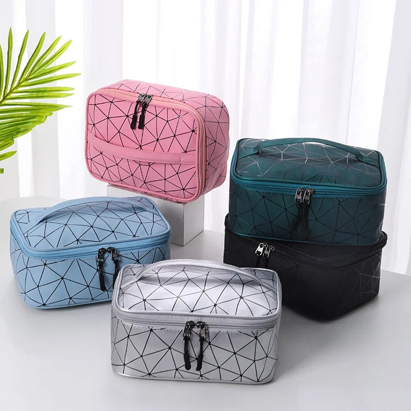 Brand Design New PU Makeup Bag Handheld Portable Women's Large Capacity Waterproof Travel Washroom Storage Bag BX018