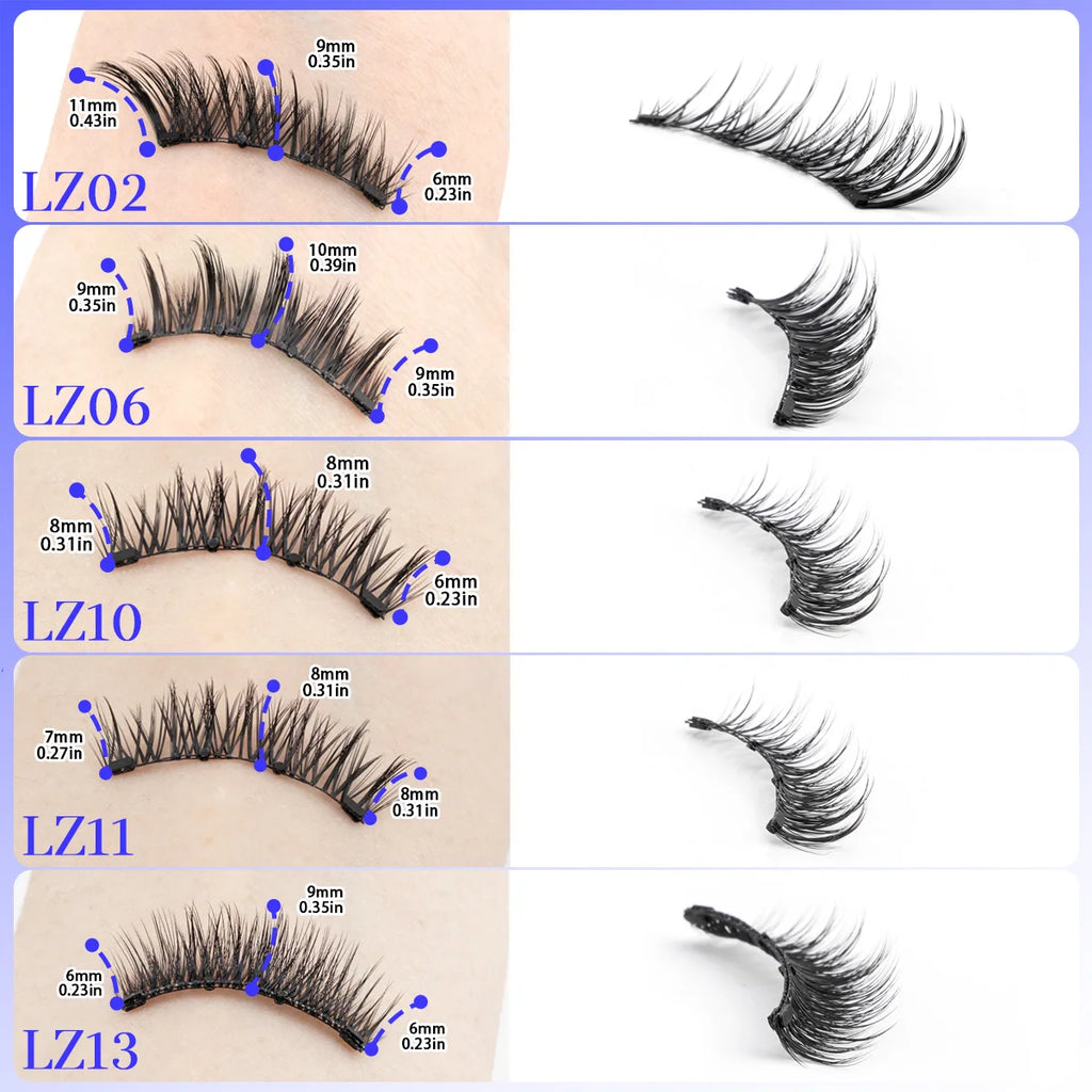 1 Pair Magnetic Lashes For Eye With Winged Ends Soft Reusable Magnetic Eyelashes Natural Look 3D False Lashes Makeup With Tool