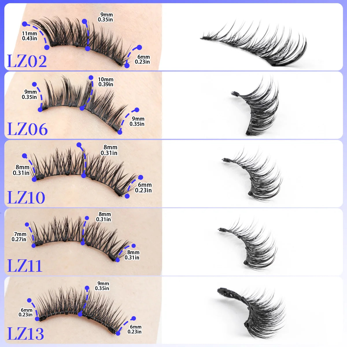 1 Pair Magnetic Lashes For Eye With Winged Ends Soft Reusable Magnetic Eyelashes Natural Look 3D False Lashes Makeup With Tool