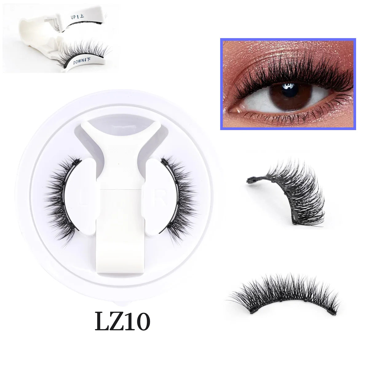1 Pair Magnetic Lashes For Eye With Winged Ends Soft Reusable Magnetic Eyelashes Natural Look 3D False Lashes Makeup With Tool