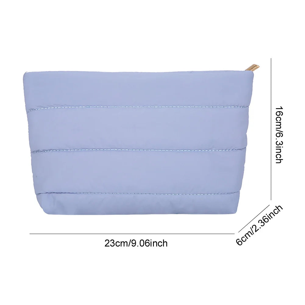 Fashion Cosmetic Bag for Women Cute Puffer Makeup Clutch Solid Toiletry Organizer Pouch Storage Pouches for Organization