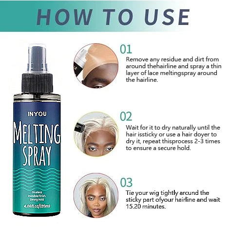 Lace Melting Spray, Lace Wig Melting Spray,Strong Natural Finishing Hold, Wig Melting Spray