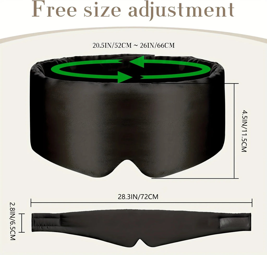 Silk Sleep Mask for Full Eye Coverage-Adjustable, Breathable & Skin-Friendly, Light-Blocking  for Restful Sleep, Sleep Eye Mask