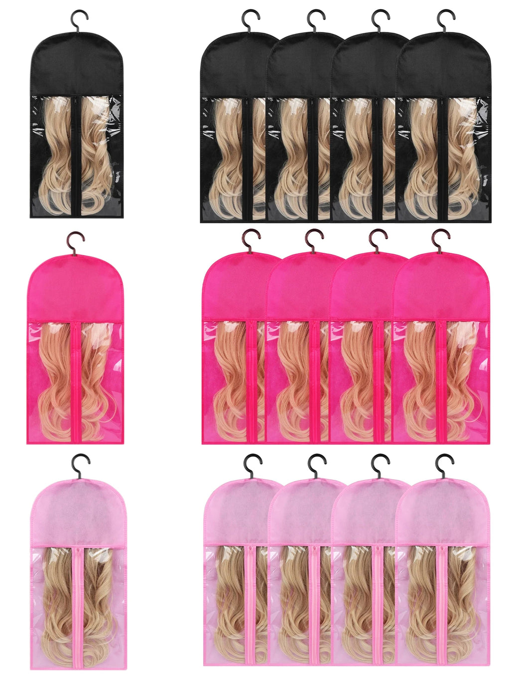 Wig Storage Bag For Long Hair Extension Storage Bag With Hanger For Wigs Hair Extensions Hairpiece Wig Bag With Black Wig Hanger