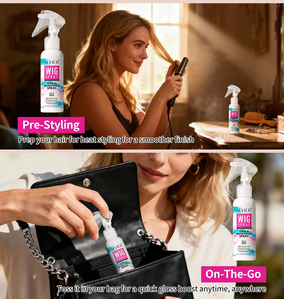 Leave-In Hair Conditioner Spray for Wig Collagen Keratin Hair Cream Smoothing Shiny Anti-Frizz Wig Detangler Spray Hair Care