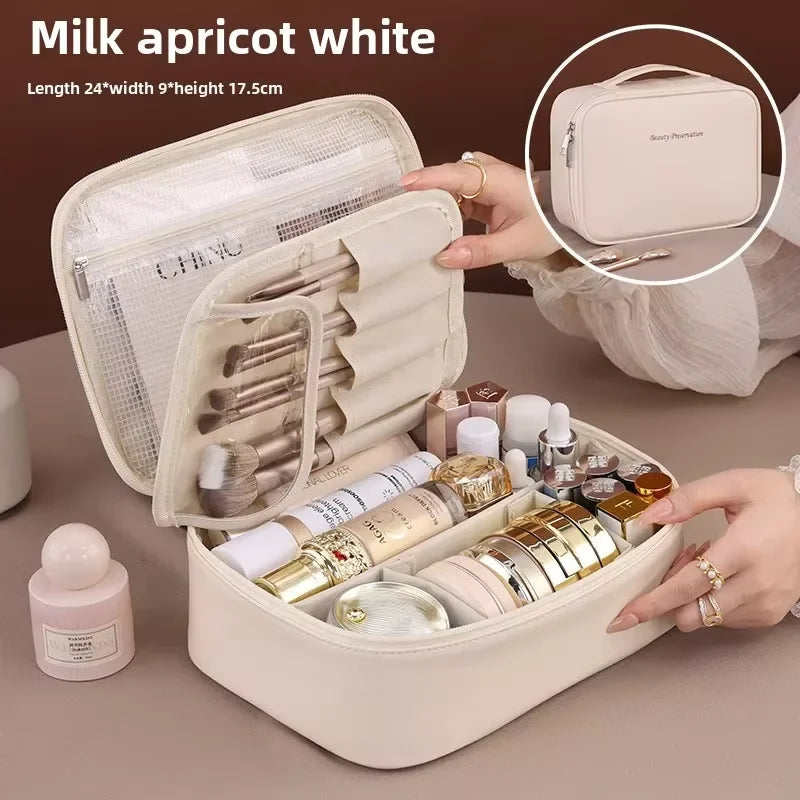 New women's makeup bag, portable storage bag, large capacity luxury makeup bag, makeup travel bag, basic makeup bag