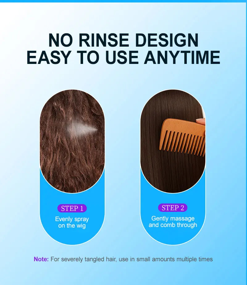 PURC Wig Leave-In Hair Conditioner Spray Moisturizing Keratin Smoothing Repair Frizz Damaged Hair Care 100ml/3.38 fl.oz