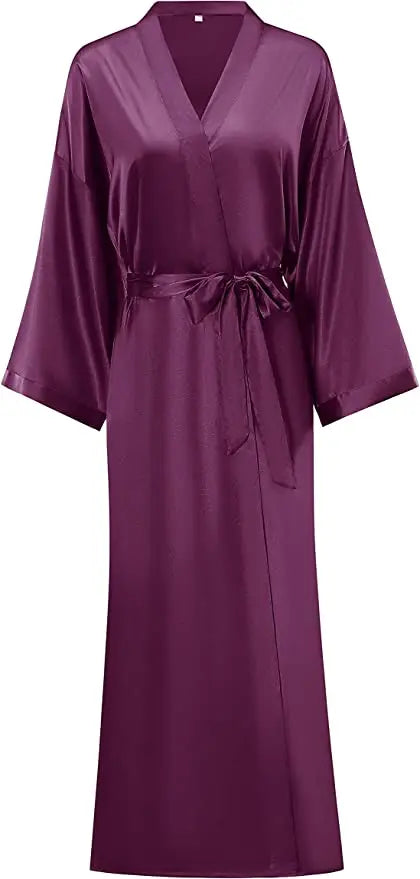 Bathrobe Women Extra Long Sleepwear Robes Silky Robe Charming Night Robe Lengthened Casual Sleepwear Robes Homewear Kimono Robe