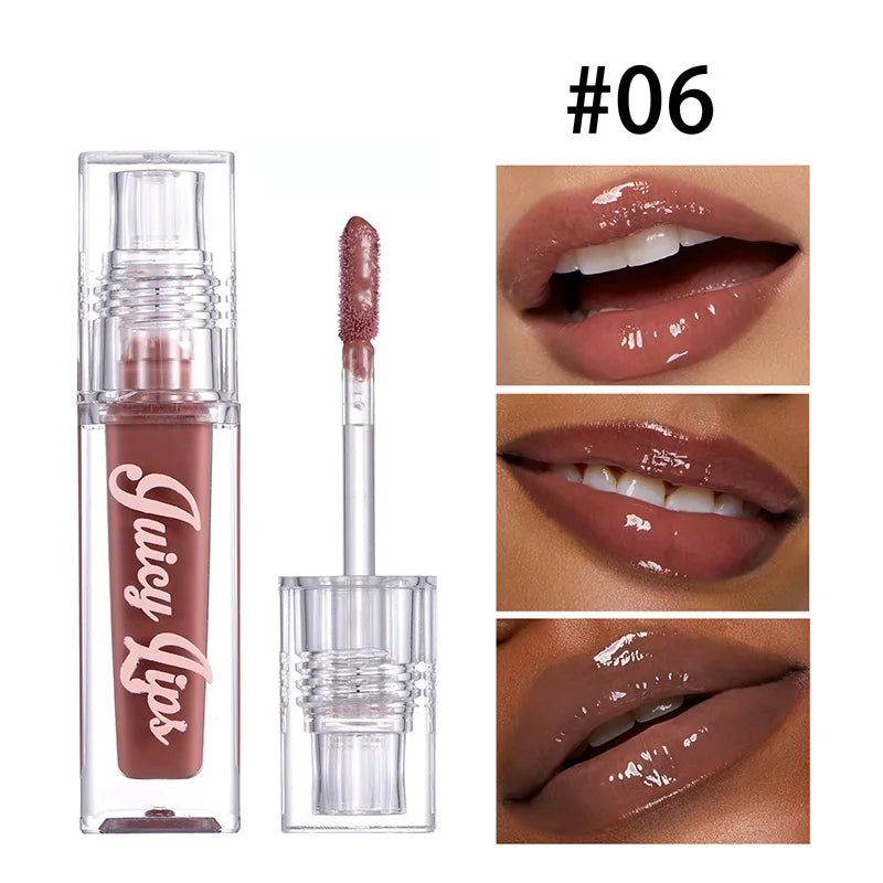 Clear Lip Gloss Makeup Hydrating Pearlescent Glitter Plumping Moisturizing Natural Pink Lip Glaze Reduce Lip Wrinkles Lips Care