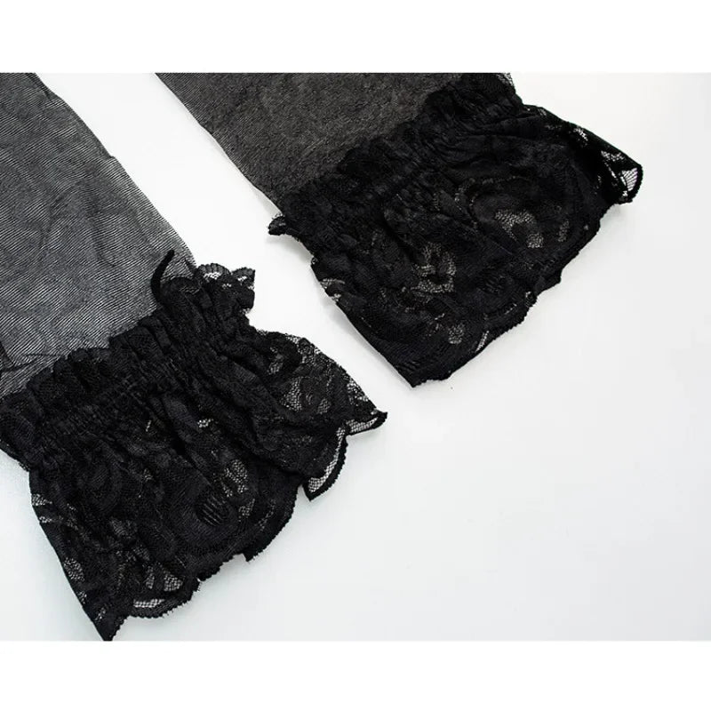 Sexy Lace Erotic Lingerie Women's Underwear Set Lace Mesh See-through 3-piece Set Sexy Babydoll Dress Suit with Stocking Garters