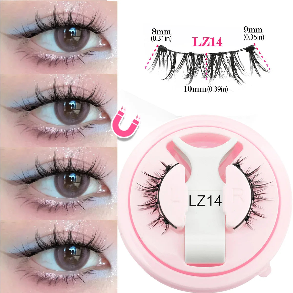 1 Pair Magnetic Lashes For Eye With Winged Ends Soft Reusable Magnetic Eyelashes Natural Look 3D False Lashes Makeup With Tool