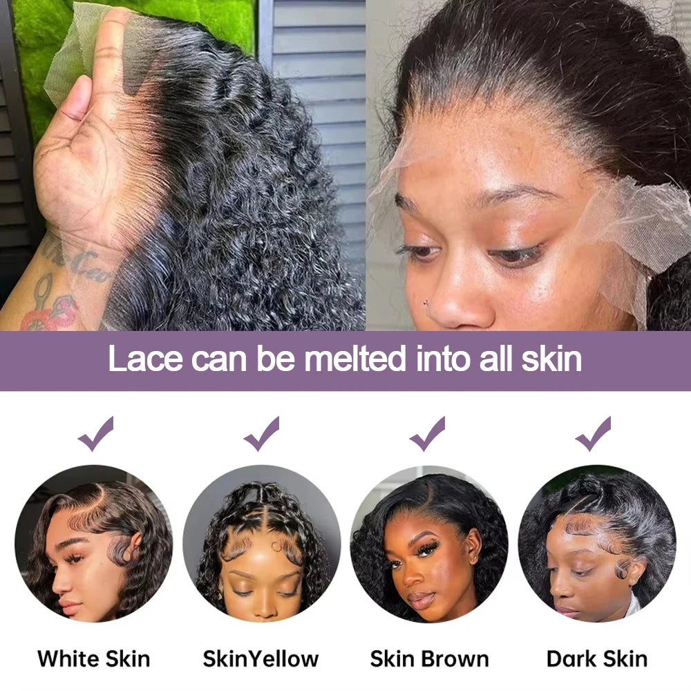 Human Hair Bob Pixie Cut Wig Double Knots Glueless Curly Water Wave 13x4 Pre-Cut Bleached No Glue Wig Remy 30s Easy Install