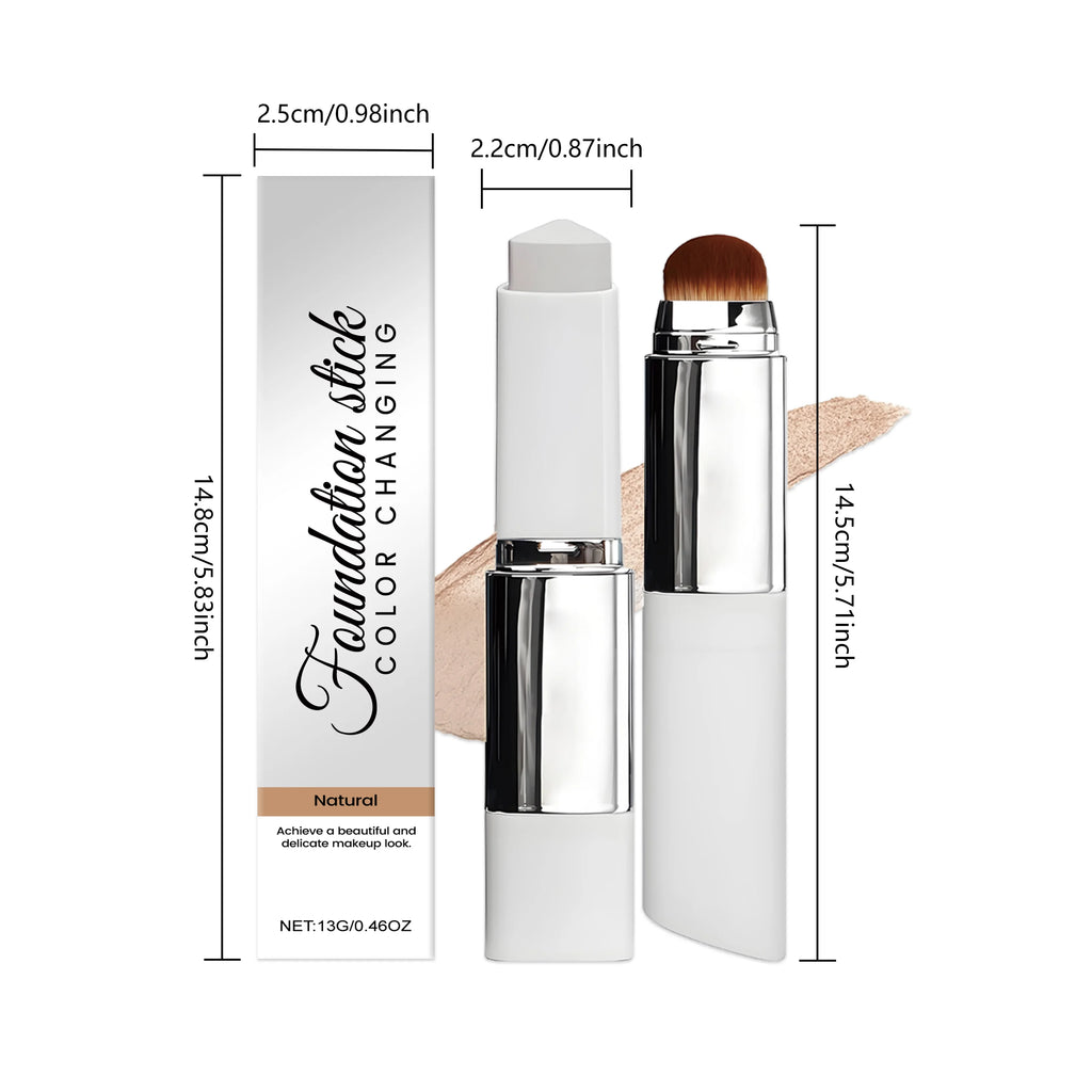 Foundation Make-Up Stick Double Head with Brush 3 Colors Lightweight Moisturizing Brighten Matte Concealer 2IN1 Foundation Stick