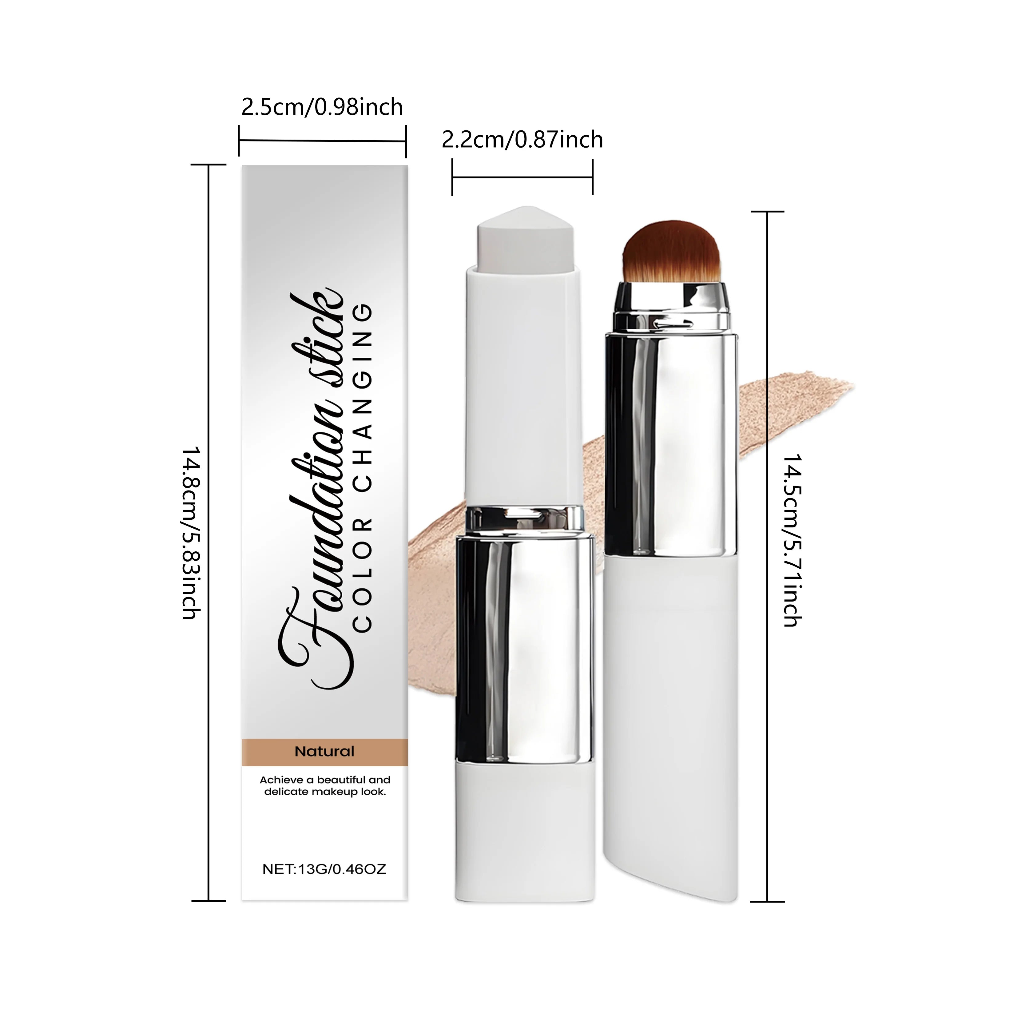 Foundation Make-Up Stick Double Head with Brush 3 Colors Lightweight Moisturizing Brighten Matte Concealer 2IN1 Foundation Stick