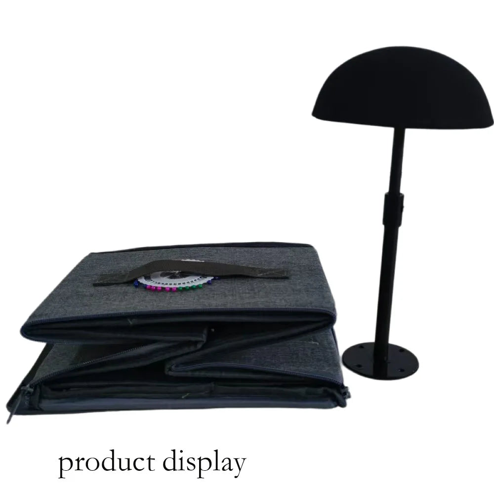 Wig Storage Box For Toupee Closure Frontal Hand Carry Wig Bag With Head And Stand Wig Packaging Box Grey
