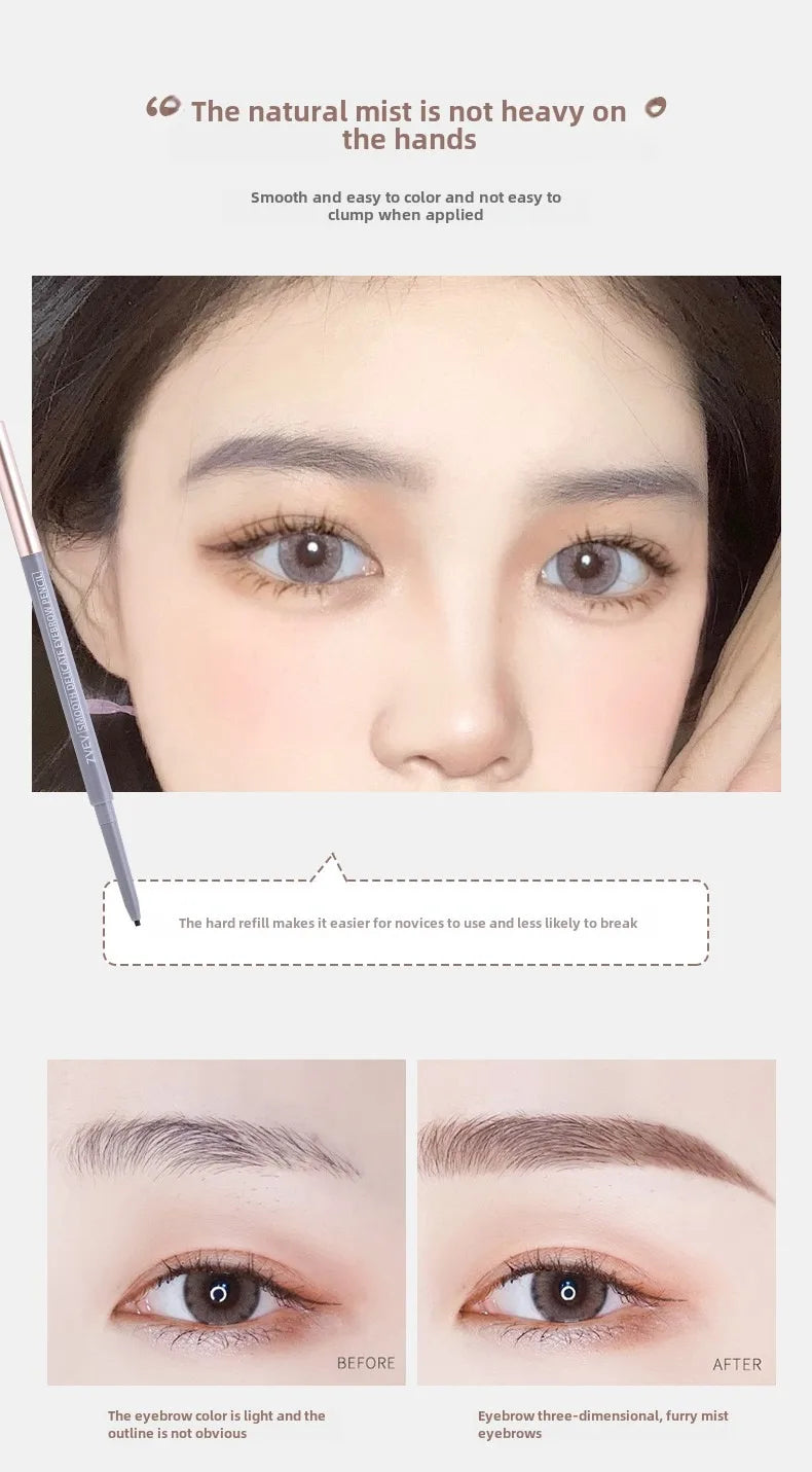 Double-headed eyebrow pencil, long-lasting and non-smudged fine-headed eyebrow pencil for students with exquisite eye makeup