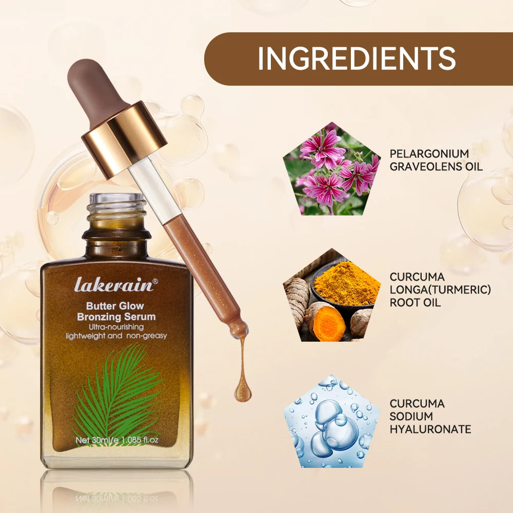 Butter Glow Bronzing Serum Innovative Nourishing Skincare Bronzing Drops for Radiant Natural Sunkissed Complexion Sunkissed Glow