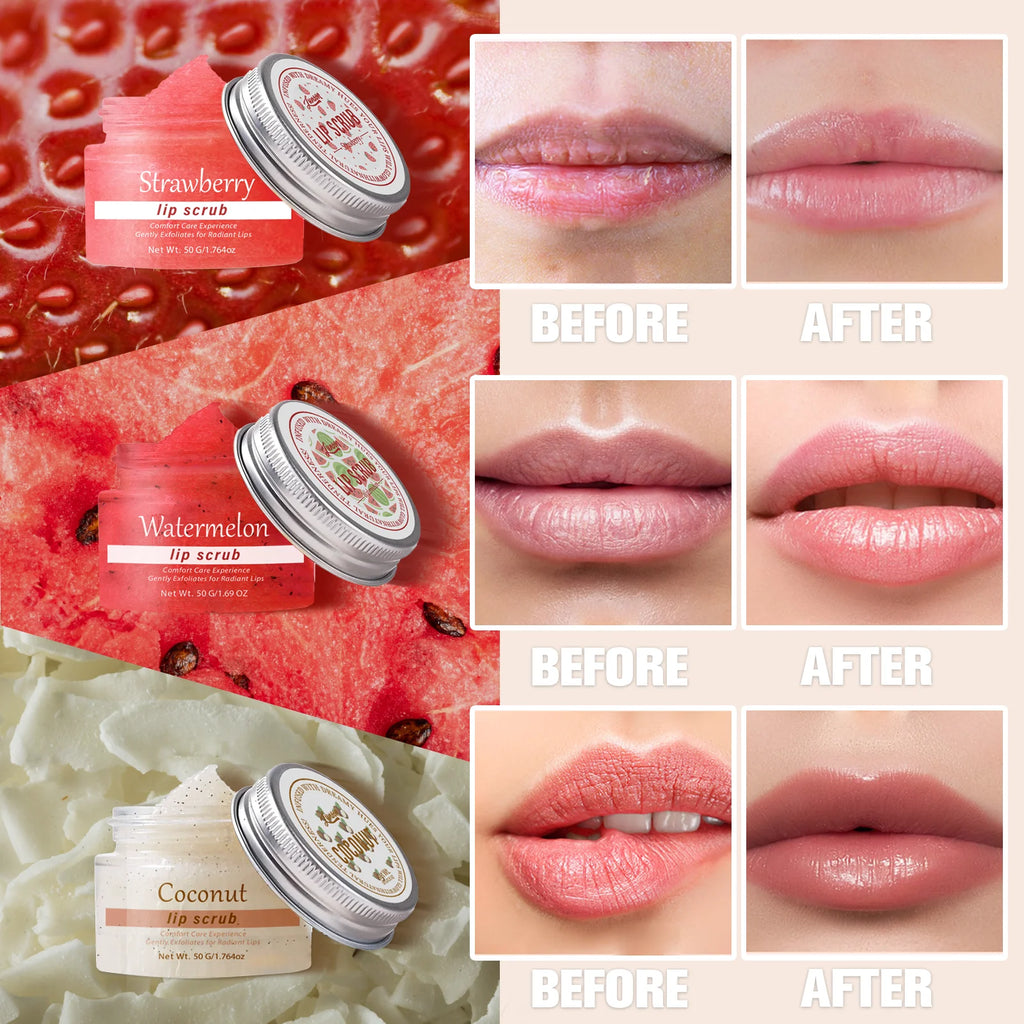 Lip scrub 50g brighten exfoliating lip  raspberry vanilla coconut watermelon lip moisturizing gift for women