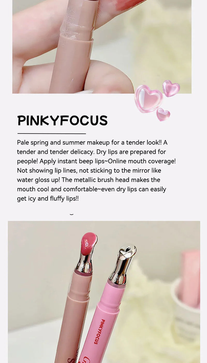 Pinkyfocus Lip Gloss Is Moisturizing, Natural, Easy to Apply, Has a Water-Gloss Finish, Does Not Stick to the Cup, Does Not Show Lip Lines, Is Non-Sticky, Enhances Lip Volume, Brightens the Complexion, High-End Versatile Kore