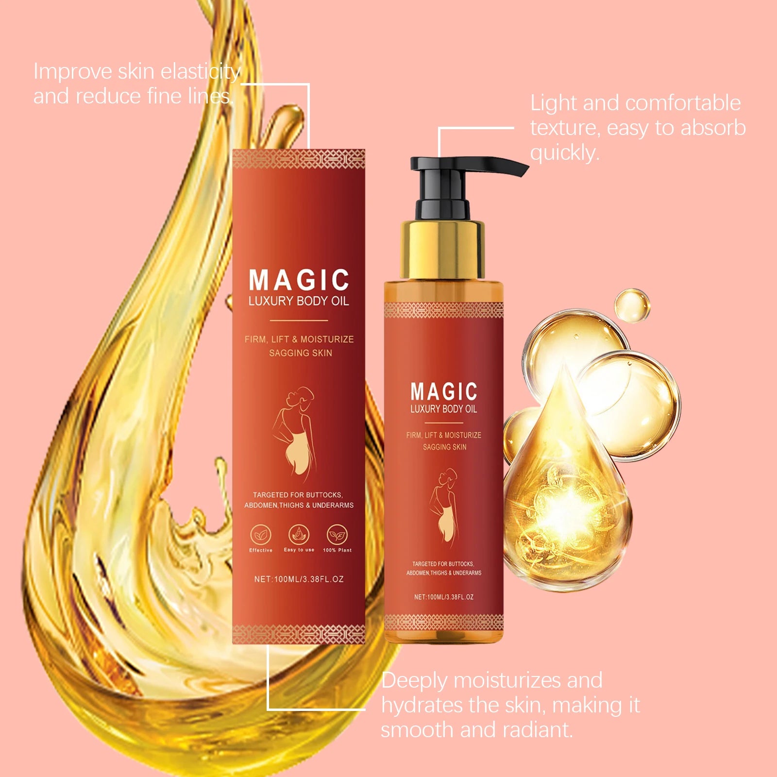 Premium Firming Magic Luxury Body Oil Moisturizing Skin Dry Rough Firming Chest Thighs Anti-Wrinkle Body Massage Care Lotion