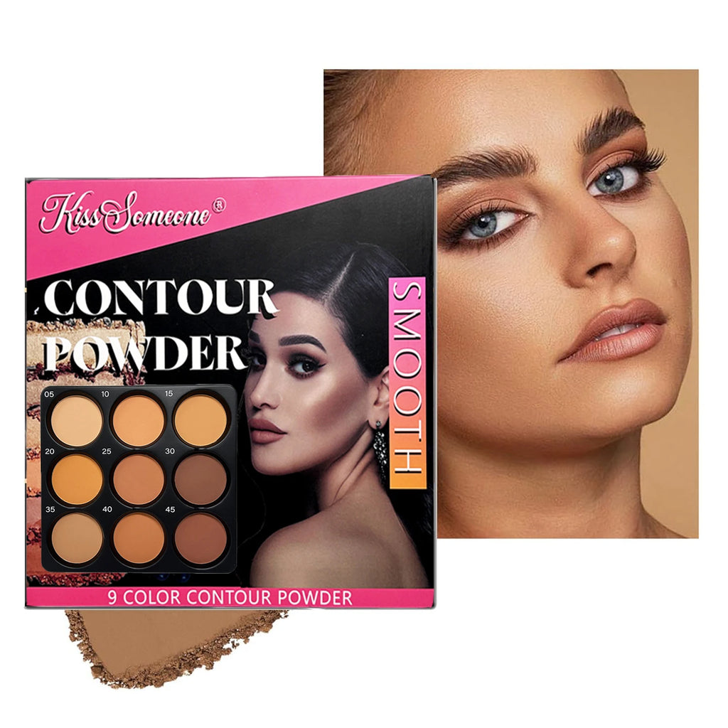 9 Color Powder Contour Palette, Matte Contouring Makeup Kit, Professional Facial Beauty Cosmetic Makeup