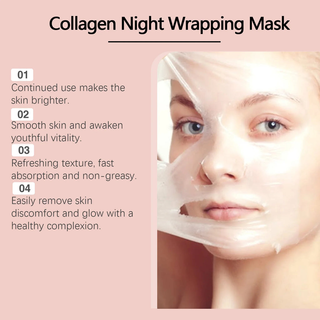Deep Collagen Mask Peel Off Mask Anti Wrinkle Lifting Face Skin Care Masks Bio Pack Night Wrapping Woman Overnight Skin Hydrates