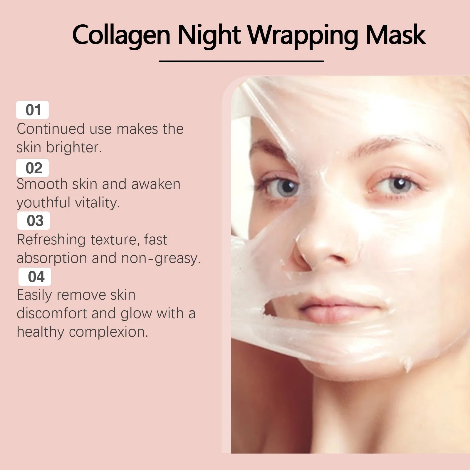 Deep Collagen Mask Peel Off Mask Anti Wrinkle Lifting Face Skin Care Masks Bio Pack Night Wrapping Woman Overnight Skin Hydrates