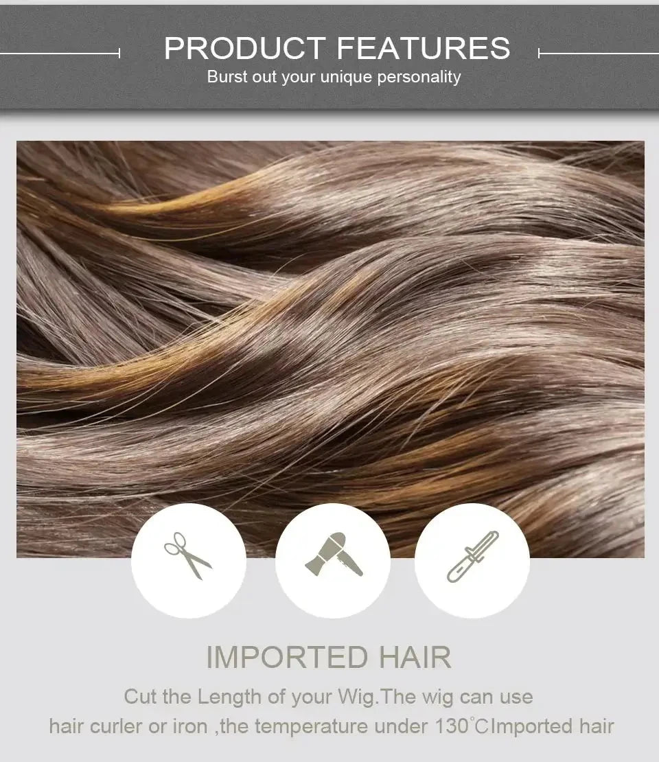 Glueless Lace Wig Wear and Go Synthetic Lace Front Wigs for Women Brown Highlights Body Wave Wig Middle Part Realistic Look