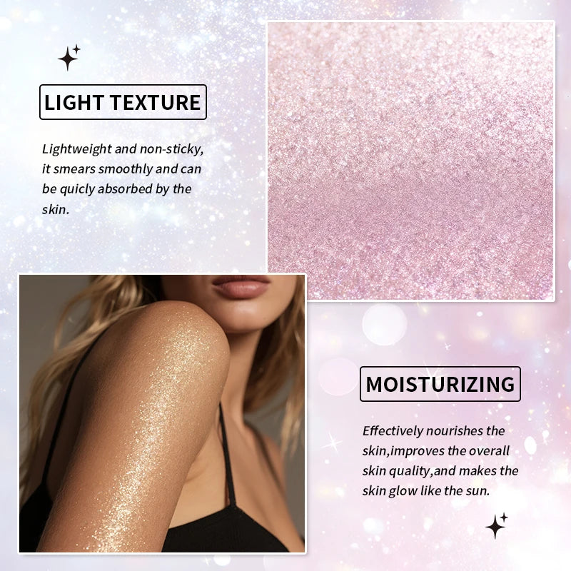 Shimmer Body Oil/Lotion,Glitter Fairy Highlight Powder Bride Wedding Highlight Powder To Create Sparkle Makeup,for Gift/Party.