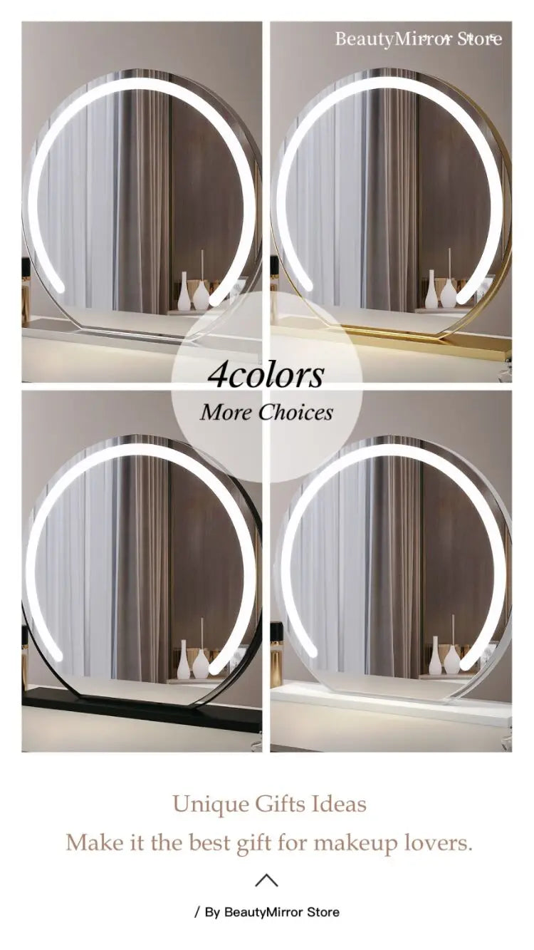 Vanity Makeup Mirror with Lights Detachable 15x Magnification 3 Color Lighting Modes Touch Screen Control 360°Rotation