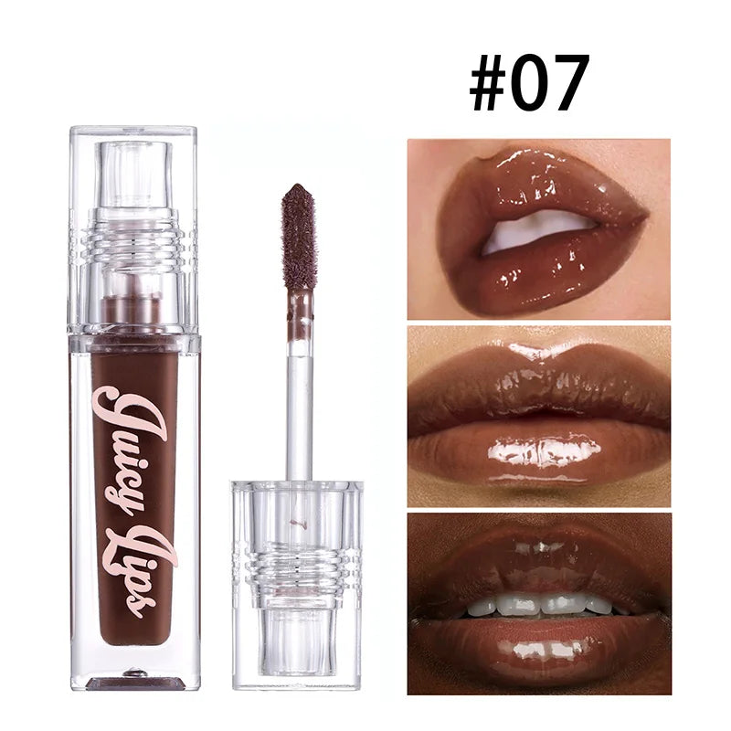 Clear Lip Gloss Makeup Hydrating Pearlescent Glitter Plumping Moisturizing Natural Pink Lip Glaze Reduce Lip Wrinkles Lips Care
