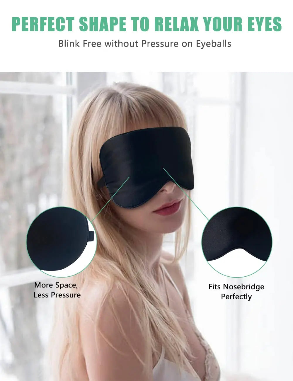 Silk Sleep Mask 100% Real Natural Pure Silk Eye Masks with Adjustable Strap for Sleeping Blocks Light Reduces Puffy Eyes Gifts