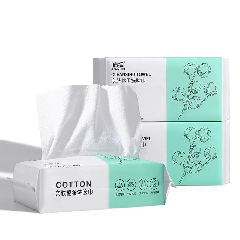Disposable Cotton Facial Wipes Thickened Pull-Out Facial Cleansing Wipes Soft Cotton Wipes Baby & Household Face Wipes
