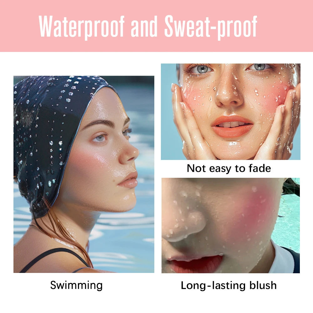 Makeup Powder Blush Waterproof And Sweat-proof High Pigment Long Lasting Pink Cream Blush Cosmetics Palette Powder Korean Makeup