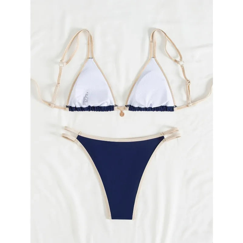 2026 Strappy String Bikinis Sexy Triangle Swimsuit Women Printed Swimwear Female Bathers Bathing Swimming Suit Beachwear Summer