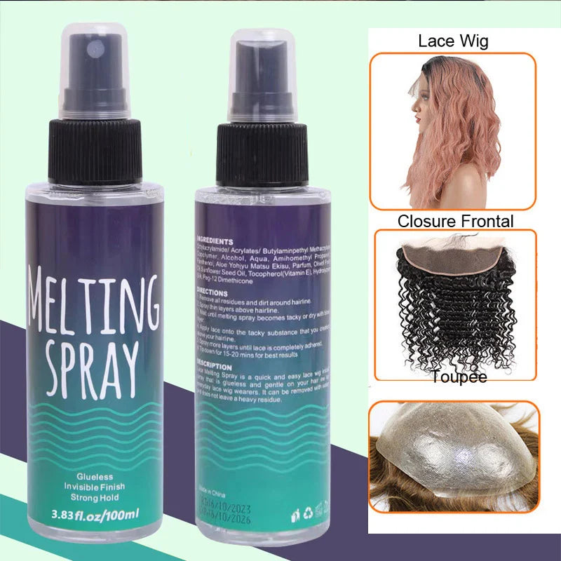 Lace Melting Spray 100Ml Dry Fast Lace Hold Wig Glue Spray For Lace Front Wigs Daily Use Quick Weave Wear Lace Melted Spray