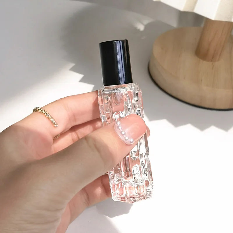10ml Portable Thick Glass Roller Essential Oil Perfume Bottles Travel Refillable Rollerball Vial Travel Roll On Bottles Vials