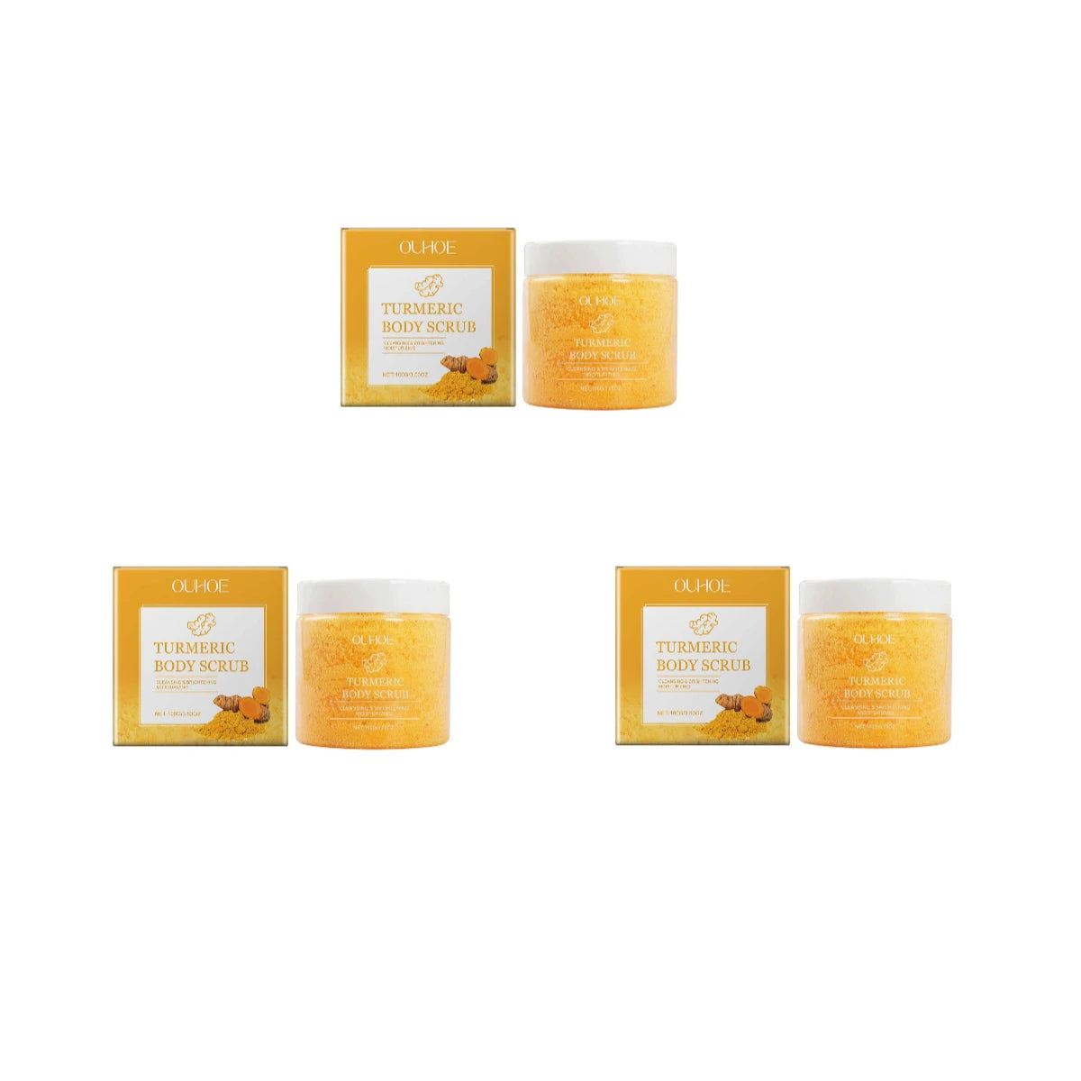 Turmeric Body Scrub Soften Cutin Smooth Skin Moisturizing Brightening Sea Salt Exfoliating Pore Cleaning Lighten Dark Spots Acne