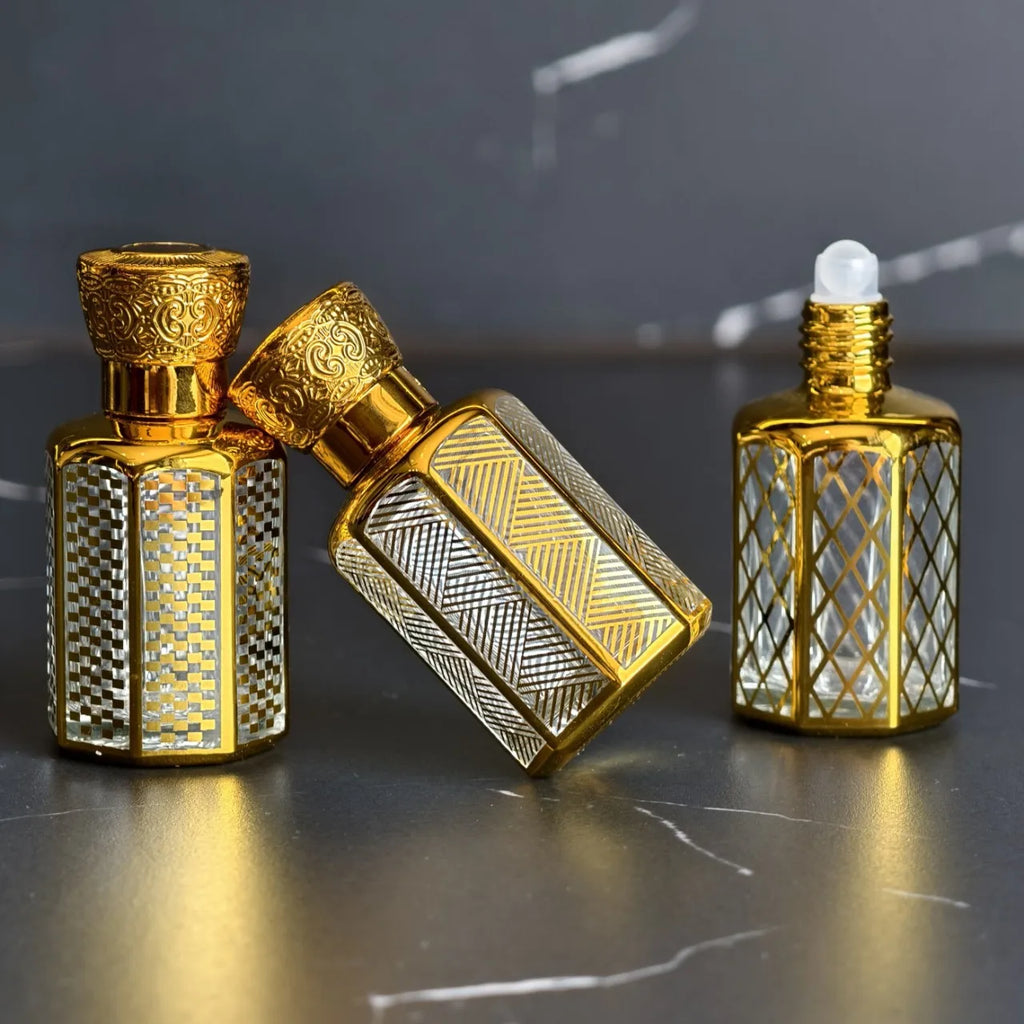 20ML Perfume Bottle Essential Oil Roll On Bottle Luxury Electroplated Glass Container Essential Oil Roll On Glass Bottle