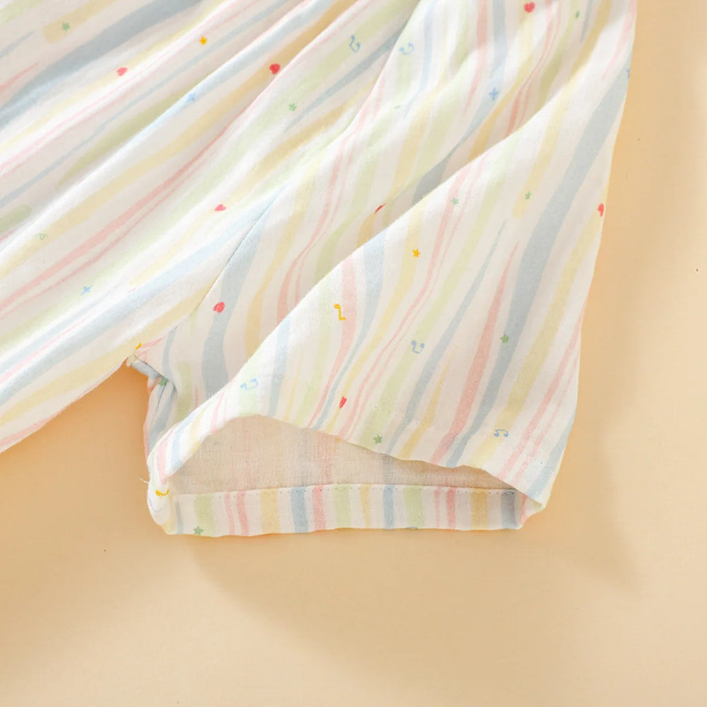 Sleeping Nightdress for Women Thin Cotton Homewear Colorful Striped Printed Pink Color Girls' Home Clothes Women Nightwear
