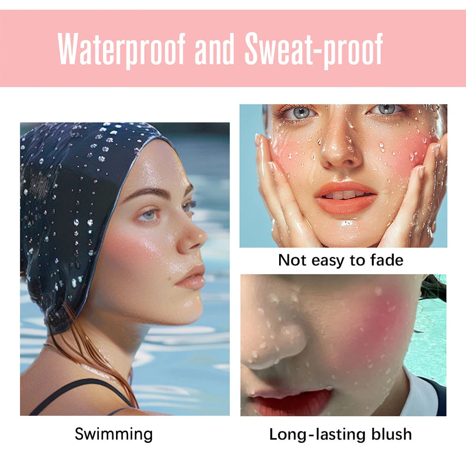 Makeup Powder Blush Waterproof And Sweat-proof High Pigment Long Lasting Pink Cream Blush Cosmetics Palette Powder Korean Makeup